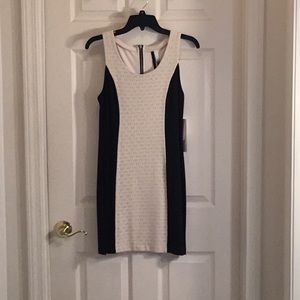 Kensie Black and White zip up cocktail dress.